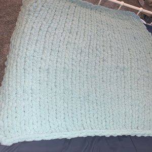 Homemade chunky throw blanket.